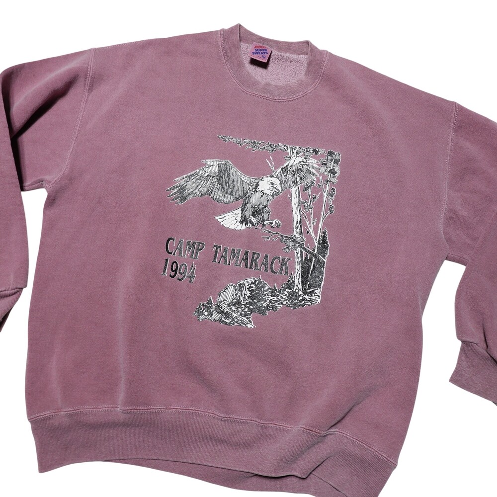 Vintage Jerzees Sweatshirt Mens XL Pink Camp Tamarack 1994 Eagle Graphic Fleece